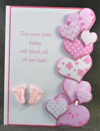 Heart Edge Baby Card - Hot Pink by Michelle Chivers