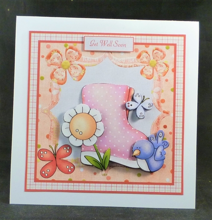 Garden days is a 7x7 card with decoupage by Michelle Chivers
