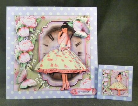 Pink Rose 1950s Beauty Card Front Kit  by Michelle Chivers