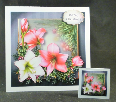 Vintage Christmas Amaryllis 8x8 by Michelle Chivers
