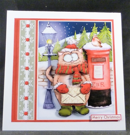 CHRISTMAS CAT AT THE POSTBOX 7.5 Decoupage & Insert Mini Kit by Michelle Chivers