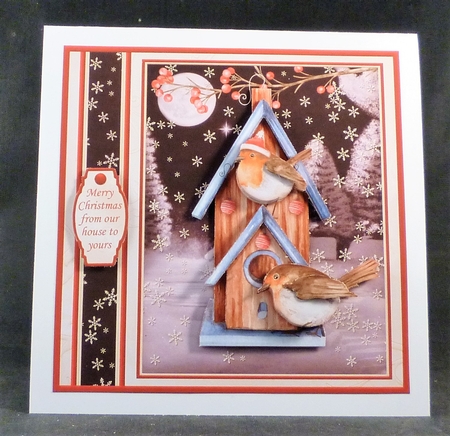 CHRISTMAS ROBINS FROM OUR HOUSE TO YOURS 7.8 Decoupage & Insert Mini Kit by Michelle Chivers