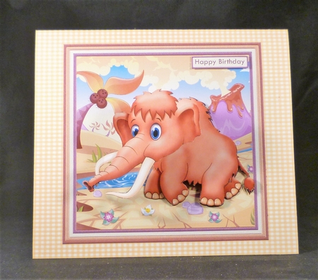 LONG IN THE TOOTH MAMMOTH WOBBLY HEAD CARD 8x8 Decoupage & Insert Mini Kit by Michelle Chivers
