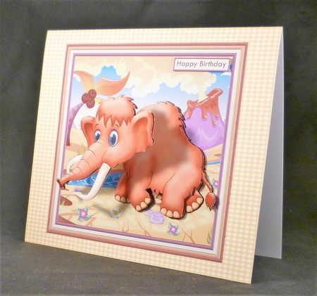 LONG IN THE TOOTH MAMMOTH WOBBLY HEAD CARD 8x8 Decoupage & Insert Mini Kit by Michelle Chivers