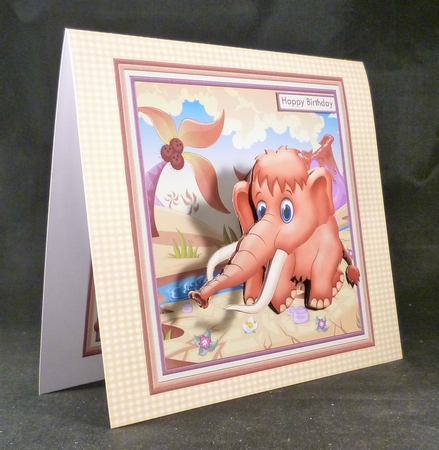 LONG IN THE TOOTH MAMMOTH WOBBLY HEAD CARD 8x8 Decoupage & Insert Mini Kit by Michelle Chivers