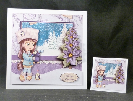 Cute Penguin Winter Scene Vintage Card Kit 1050 by Michelle Chivers