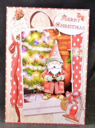 Santa Gnome Christmas Visit A5 Card Front & Decoupage by Michelle Chivers