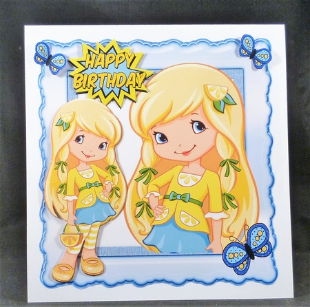 Little sunny Birthday Girl with butterflies 8x8 by Michelle Chivers