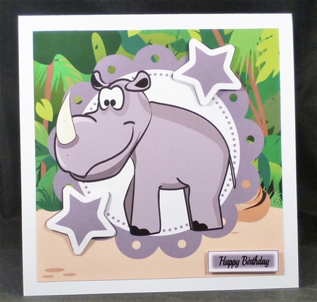 Cute Grey Rhino 8x8 by Michelle Chivers