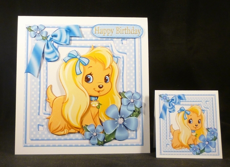 Puppy Love for a princess with blue bow and flowers 8x8 mini kit by Michelle Chivers