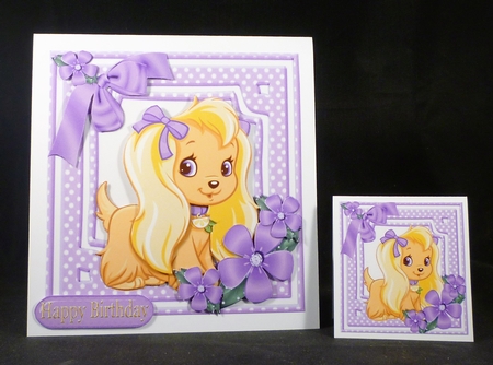 Puppy Love for a princess with purple bow and flowers 8x8 mini kit by Michelle Chivers