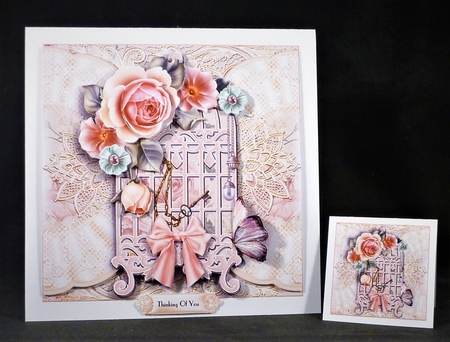 The Pink Rose Birdcage Card Front Kit by Michelle Chivers