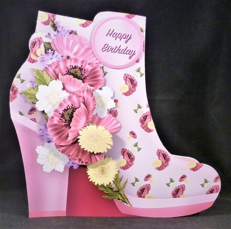 Pink Poppies Boot Card Mini Kit by Michelle Chivers