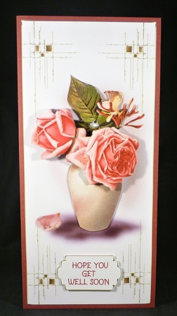Vintage Vase Of Roses & Honeysuckle Large DL Card Front Minikit by Michelle Chivers