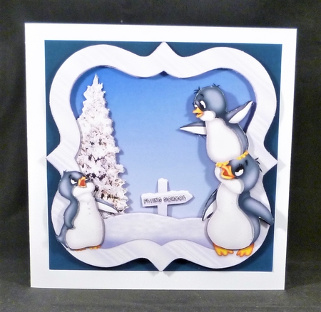 Penguins Flying School Cut & Fold Card Kit With Decoupage, Inserts, Envelope, Gift Tags & Bookmark by Michelle Chivers