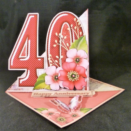 Vintage Easel 40th Ruby Wedding Card Kit 1178 by Michelle Chivers