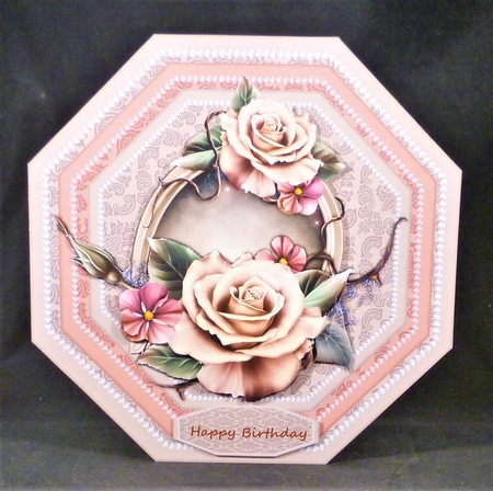 Octagon Card Beautiful Roses by Michelle Chivers