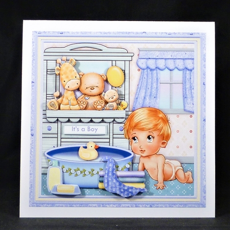 BABY BOY BATHTIME 8x8 Decoupage & Insert Mini Kit by Michelle Chivers