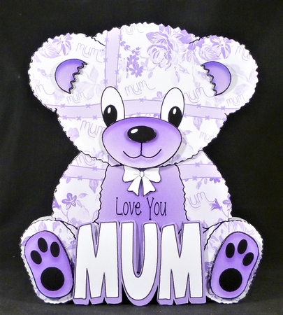 Teddy Bear Mothers Day or For Mum A Frame Card - Purple by Michelle Chivers
