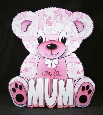 Teddy Bear Mothers Day or For Mum A Frame Card - Pink by Michelle Chivers
