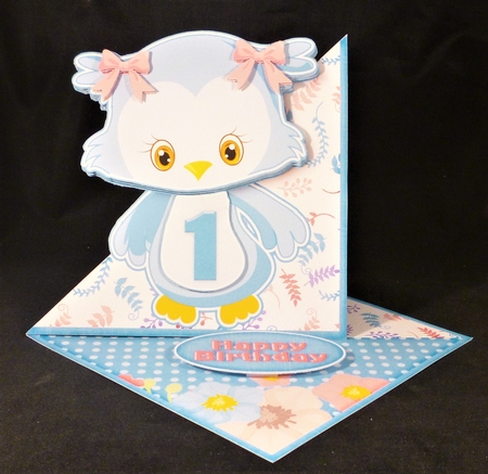 Cute Fancy Easel Turquoise Owl Birthday 1-9 1261 by Michelle Chivers