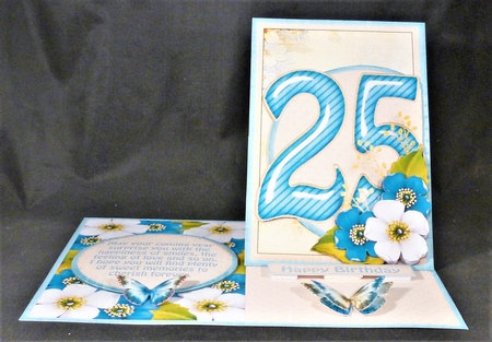  Vintage Side Easel Card 25th With Three Different Fronts 1265 by Michelle Chivers