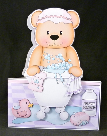 3D Shaped Card  Kit - Bathtub Buddies - Cute Little Livvy Bear has a Bubble Bath by Michelle Chivers