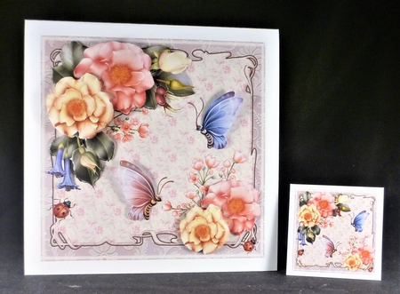Pink and yellow roses and butterflies by Michelle Chivers