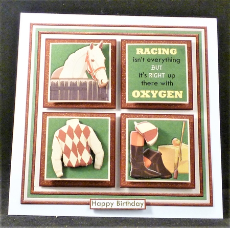 HORSE RACING 7.5 Quick Card Verse or Ages Decoupage & Insert Mini Kit by Michelle Chivers