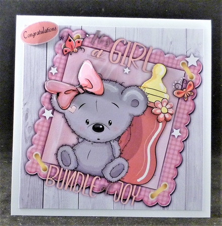 Baby Teddy Bear With Bottle 8x8 by Michelle Chivers