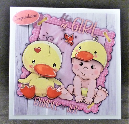 Baby Girl With Chick 8x8 by Michelle Chivers