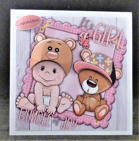 Baby With Bear 8x8 by Michelle Chivers