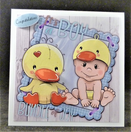 Baby Boy And Duck 8x8 by Michelle Chivers