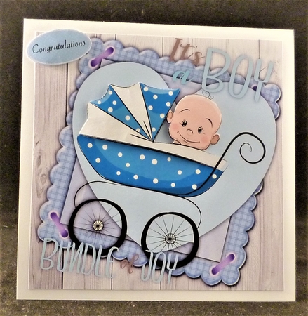 Baby Boy In A Pram 8x8 by Michelle Chivers