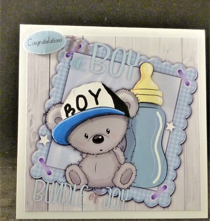 Baby Bear With Bottle  8x8 by Michelle Chivers