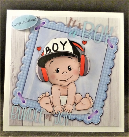 Baby Boy With Headphones 8x8 by Michelle Chivers