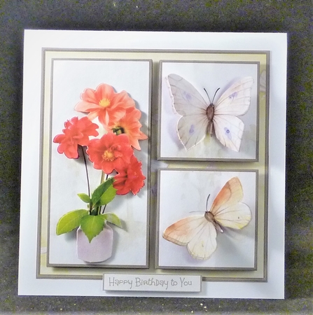 Red Dahlia and butterfly by Michelle Chivers