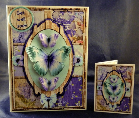 Vintage Shabby Grunge Butterfly Flower Purple Turquoise 1461 by Michelle Chivers