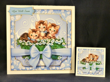 Vintage Kitten Baskets Kit-2-Blue by Michelle Chivers