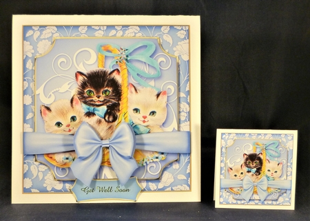Vintage Kitten Baskets Kit-3-Blue by Michelle Chivers