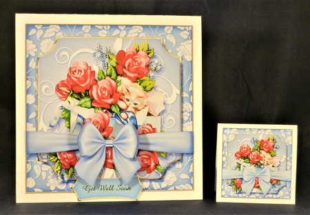 Vintage Kitten Baskets Kit-4-Blue by Michelle Chivers