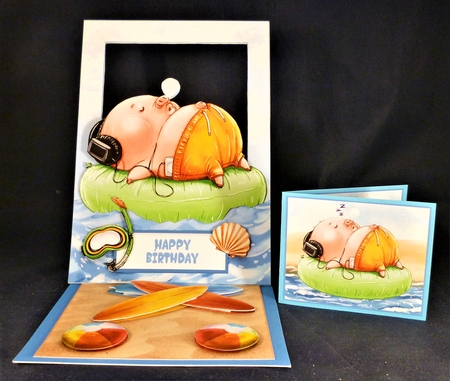 Forever Framed Easel Card - Snoozy Pig by Michelle Chivers