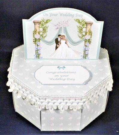 Pale green & white wedding day exploding box card by Michelle Chivers