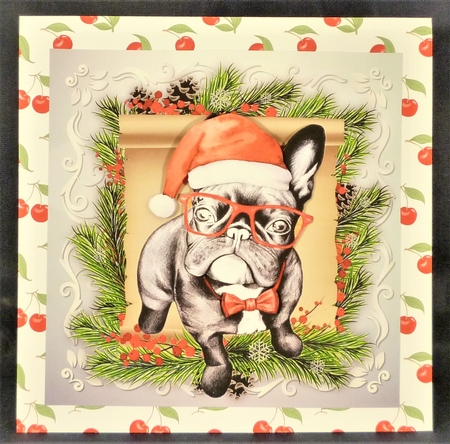 Gorgeous Christmas French Bulldog 8x8 by Michelle Chivers