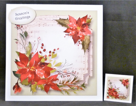 Sheet Music Watercolour Christmas - Scarlet 8x8 by Michelle Chivers