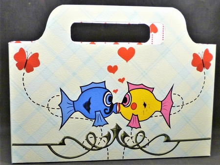 Fish in love tote bag for Valentines Day by Michelle Chivers
