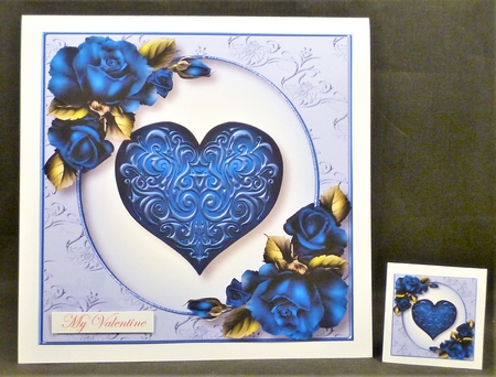 Embossed Blue Heart 8x8 by Michelle Chivers