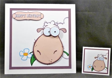 Sheep decoupage card topper 7 x 7 and gift tag by Michelle Chivers