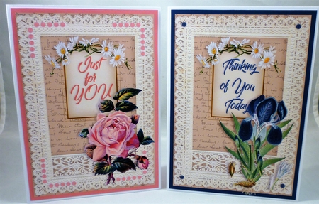 Duo of  Florals Vintage & Lace Card Topper- set 1 by Michelle Chivers