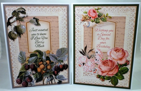 Duo of  Florals Vintage & Lace Card Topper- set 2 by Michelle Chivers